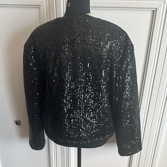Steve Madden Black Sequin Bomber Jacket - Picture 5 of 7